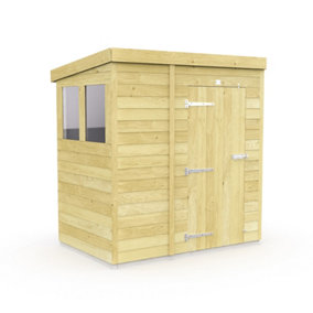 7 x 4 Feet Pent Security Shed - Double Door - Wood - L118 x W214 x H201 cm