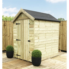 7 x 4 Premier Pressure Treated Tongue & Groove Apex + Single Door (7' x 4' / 7ft x 4ft) (7x4 )