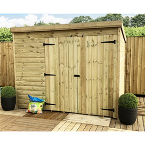 7 x 4 Pressure Treated Tongue And Groove Pent Wooden Shed With Double Doors (7' x 4' / 7ft x 4ft) (7x4)
