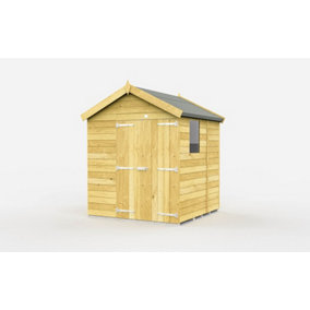 7 x 5 Feet Apex Shed - Double Door With Windows - Wood - L158 x W214 x H217 cm