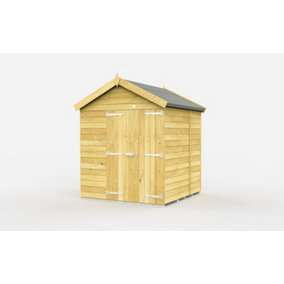 7 x 5 Feet Apex Shed - Double Door Without Windows - Wood - L158 x W214 x H217 cm