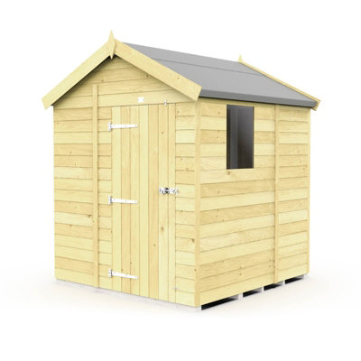 7 x 5 Feet Apex Shed - Single Door With Windows - Wood - L158 x W214 x H217 cm