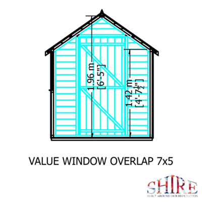 7 x 5 Feet Overlap Shed Single Door - 8