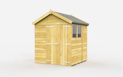 7 x 6 Feet Apex Shed - Double Door With Windows - Wood - L187 x W214 x H217 cm