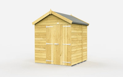 7 x 6 Feet Apex Shed - Double Door Without Windows - Wood - L187 x W214 x H217 cm