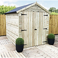 7 x 6 Garden Shed Premier Pressure Treated T&G APEX + Double Doors (7' x 6' / 7ft x 6ft) (7x6 )