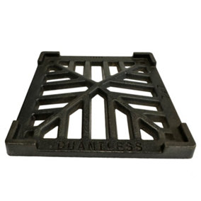 7" x 7" 178mm x 178mm 13mm Thick Square Cast Iron Gully Grid Grate Heavy Duty Drain Cover Black Satin Finish.