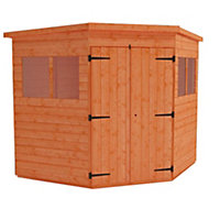 7 x 7 (2.13m x 2.13m) Wooden Tongue & Groove CORNER - PENT Garden Shed - Double Doors (12mm T&G Floor & Roof) (7ft x 7ft) (7x7)