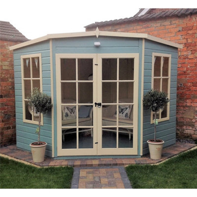 Premier 7' X 7' Corner Summer House Lemon Pavilion - Contemporary Garden Retreat With Glazed Windows