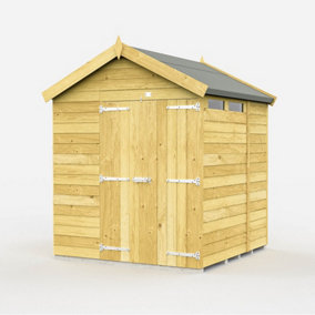 7 x 7 Feet Apex Security Shed - Double Door - Wood - L214 x W214 x H217 cm