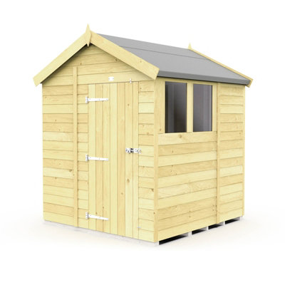 7 x 7 Feet Apex Shed - Single Door With Windows - Wood - L214 x W214 x H217 cm