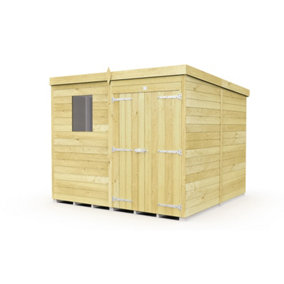 7 x 8 Feet Pent Shed - Double Door With Windows - Wood - L231 x W214 x H201 cm