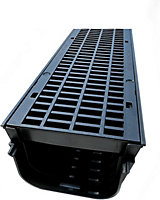 7 x Drain Shallow CD410 Shallow Flow Channel Drainage Plastic PVC Heavy Duty Including 2 x Endcaps for garden or driveway
