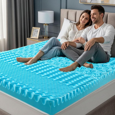 7 Zone Orthopedic 5cm PU Foam Mattress Topper Cooling Breathable High Density Foam, Pressure Relief Bed Enhancer for Back Pain