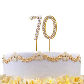 70  Gold Diamond Sparkley Cake Topper Number Year For Birthday Anniversary Party Decorations