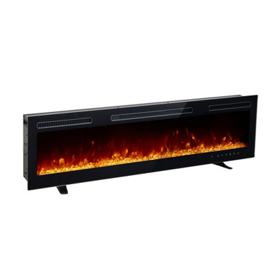 70 Inch Black Electric Fireplace 12 Colour Changing Flame APP Remote ...