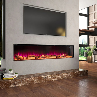 70 Inch Built in 3 sided Electric Fireplace with Remote Control ...
