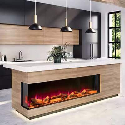70 Inch Built in 3 sided Electric Fireplace with Remote Control ...