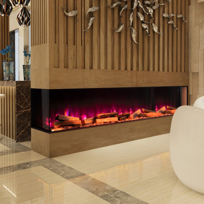 70 Inch Built in 3 sided Electric Fireplace with Remote Control ...