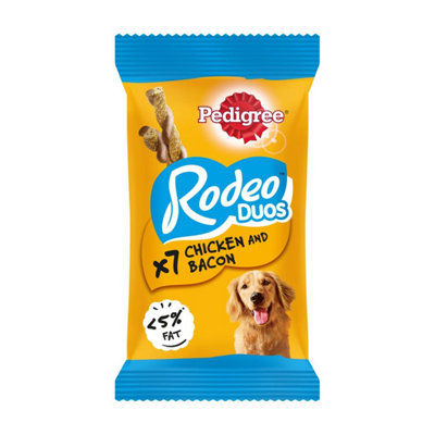 70 Pedigree Rodeo Duos Dog Treats Chicken & Bacon Dog Chews 10 x 123g