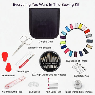 70 Piece Portable Sewing Kit Travel Home Sewing Set with Needles Thread ...