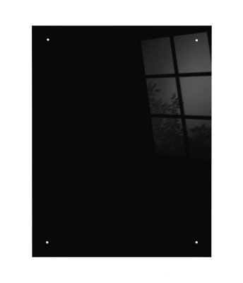 70 x 90cm Black Glass Kitchen Splashback Splatter Screen Pre Drilled Holes Wall Hanging Fixings Included