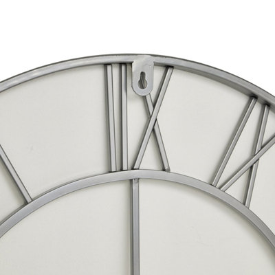 700 mm Silver Metal Open Frame Wall Clock with Roman Numerals