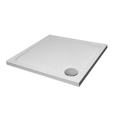 700 mm Small Shower Tray Square Slimline Included Waste Position Corner DIY at B&Q