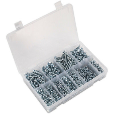 700 PACK Self Tapping Screw Assortment Zinc Pan Head Pozi Various