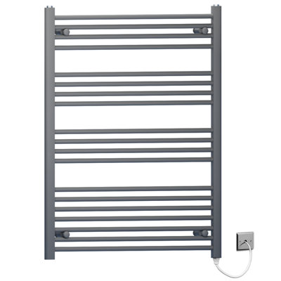 700 x 1000mm Anthracite Grey Flat Electric Pre-Filled Heated Towel Rail Radiator For Bathroom Designer Standard Element