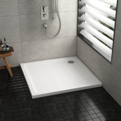 700 x 700mm Square Stone Shower Enclosure Tray Gloss White 40mm Slimline