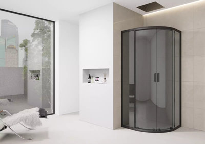 700mm Bathroom Quadrant Shower Enclosure Black Tint Glass with High ...