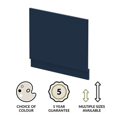 700mm Edge/Power Straight End Bath Panel & Plinth - Matt Midnight Blue - 3