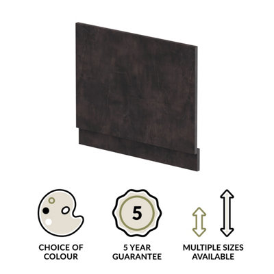 700mm Edge/Power Straight End Bath Panel & Plinth - Textured Matt Metallic Slate - 3