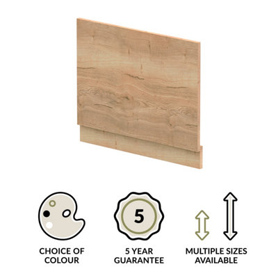 700mm Edge/Power Straight End Bath Panel & Plinth - Textured Woodgrain Autumn Oak - 3