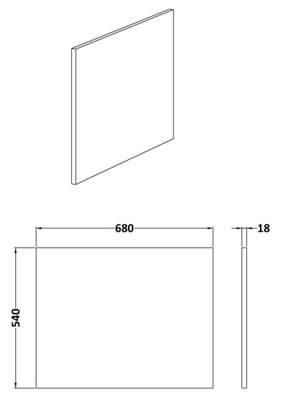 700mm L Shape Shower Bath MDF End Panel - Gloss White