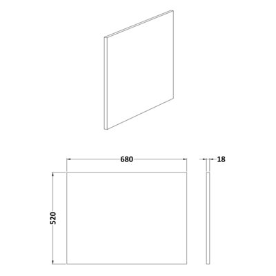 700mm L Shape Square Reversible Bath End Panel - Satin Blue