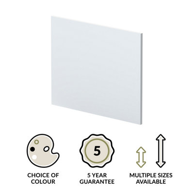 700mm L Shape Square Reversible Bath End Panel - Satin White - 3