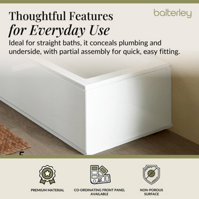 700mm MDF Bath End Panel & Plinth - Gloss White - 3