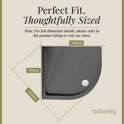 700mm Premium Quadrant Shower Tray - Slate Grey - 3