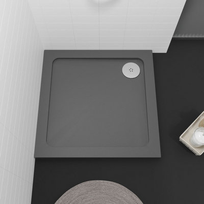 700mm Premium Square Shower Tray - Slate Grey - 3