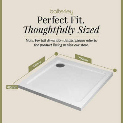 700mm Premium Square Shower Tray - White - 5