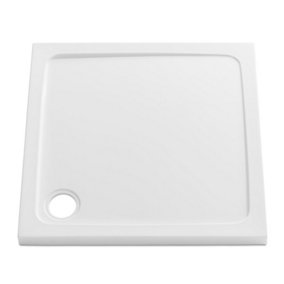 700mm Square Shower Tray - STONE RESIN - With FREE Fast Flow Waste