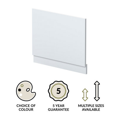 700mm Straight Reversible Bath End Panel & Plinth - Satin White - 3
