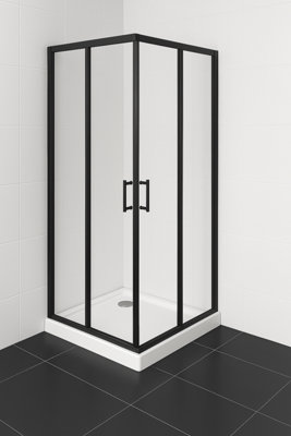 700mm x 700mm Black Corner Entry Shower Enclosure Easy Clean