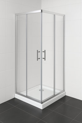 700mm x 700mm Chrome Corner Entry Shower Enclosure Easy Clean