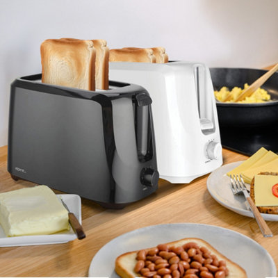 700W 2 Slice Toaster Toastie Maker Pop Up Cool Touch 6 Settings Bagel Black