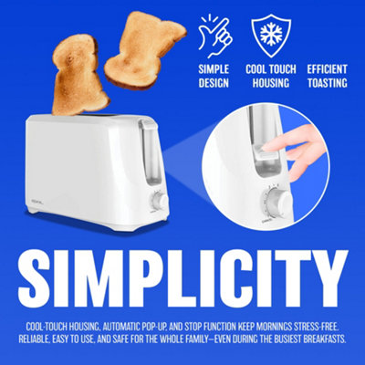 700W 2 Slice Toaster Toastie Maker Pop Up Cool Touch 6 Settings Bagel Black
