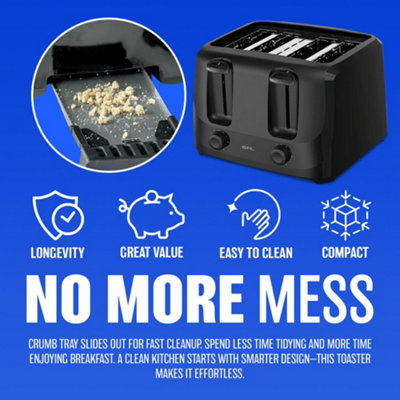 700W 2 Slice Toaster Toastie Maker Pop Up Cool Touch 6 Settings Bagel ...