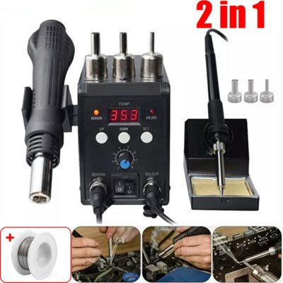 700W 2IN1 Soldering Iron Set Hot Air Desolder Rework Soldering Station ...